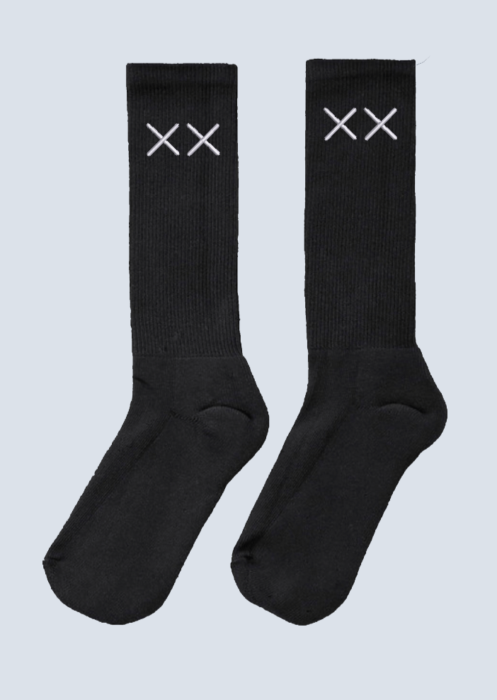 Black XX Embroidered Crew Socks