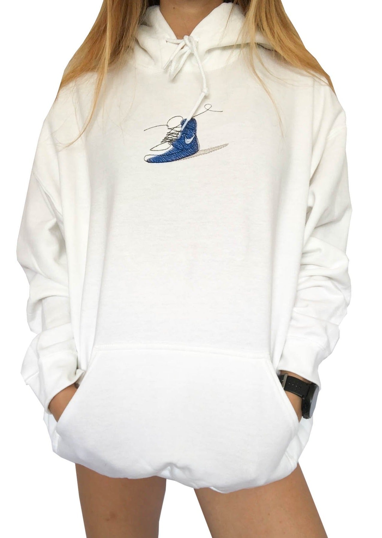 Blue Embroidered Shoe Hoodie