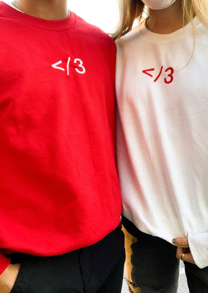 Broken Heart </3 Red and White Embroidered Matching Set