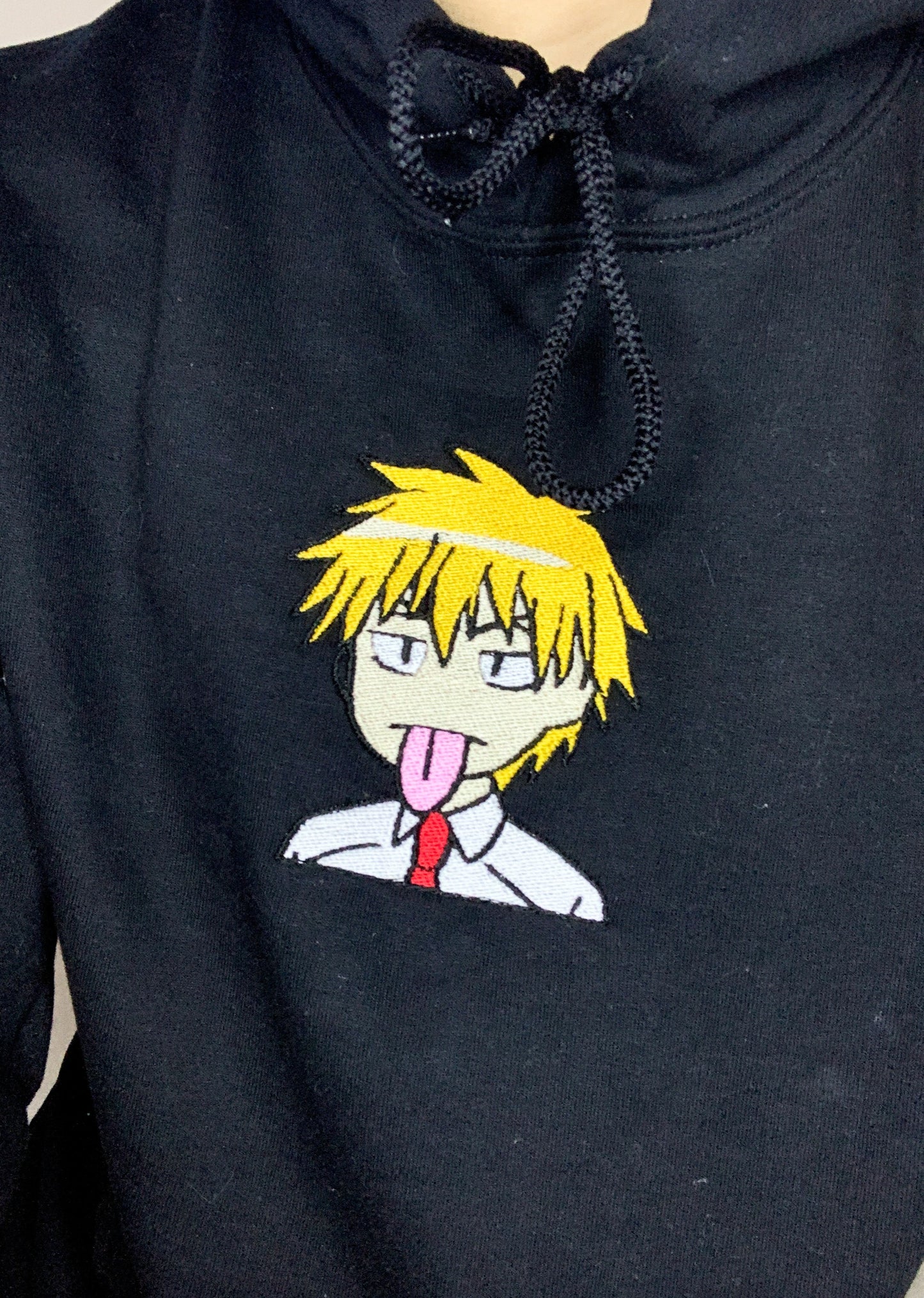 Maid Sama Anime Character Embroidered Black Hoodie