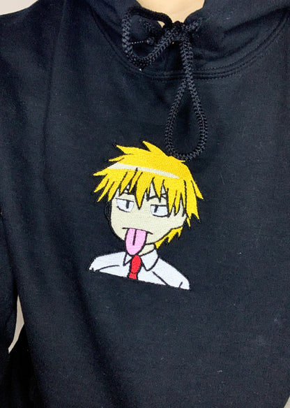 Maid Sama Anime Character Embroidered Black Hoodie