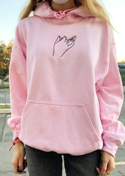 Pinky Promise Singular Pink Embroidered Hoodie