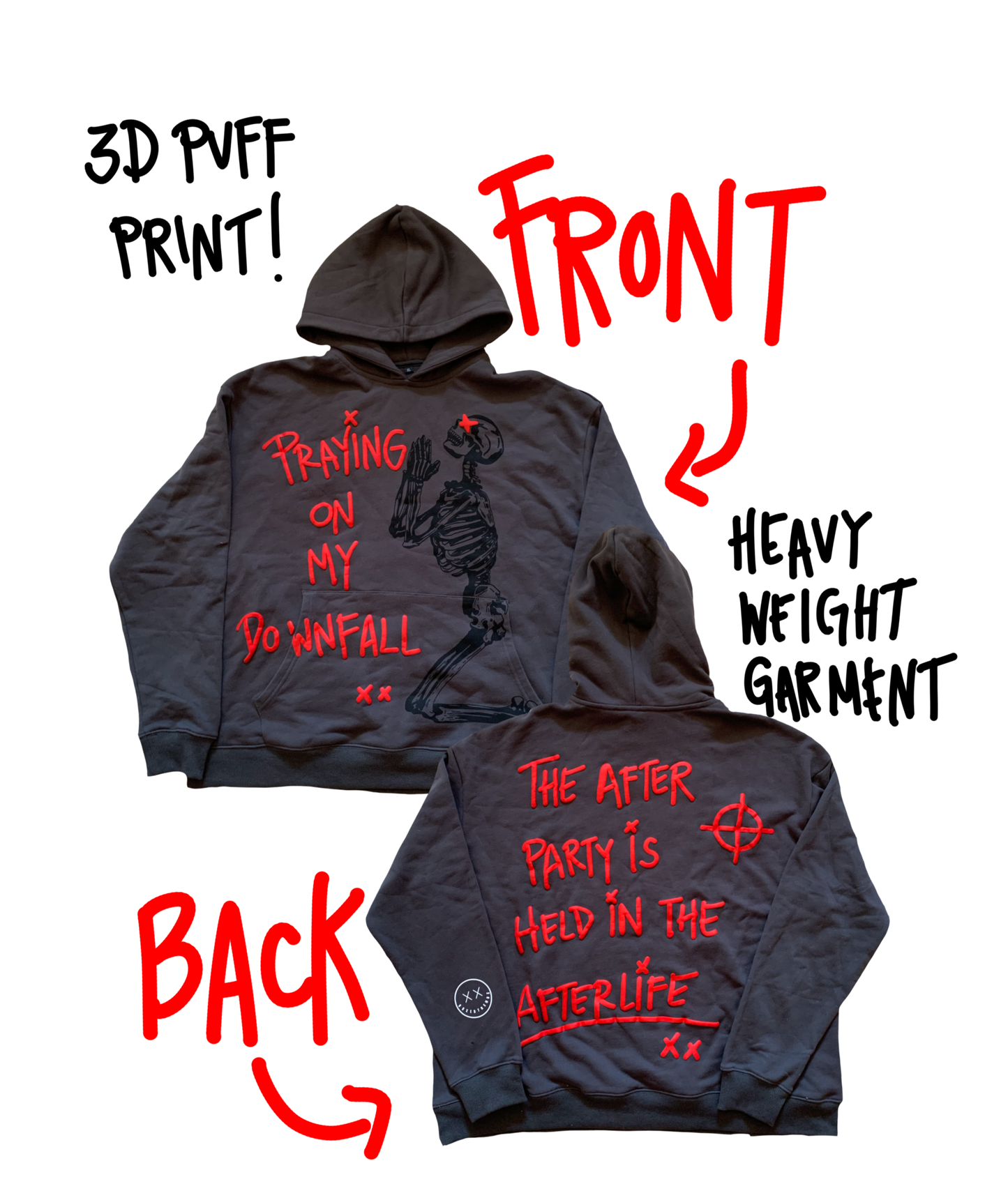 Afterlife Puff Print Hoodie, Heavy Weight