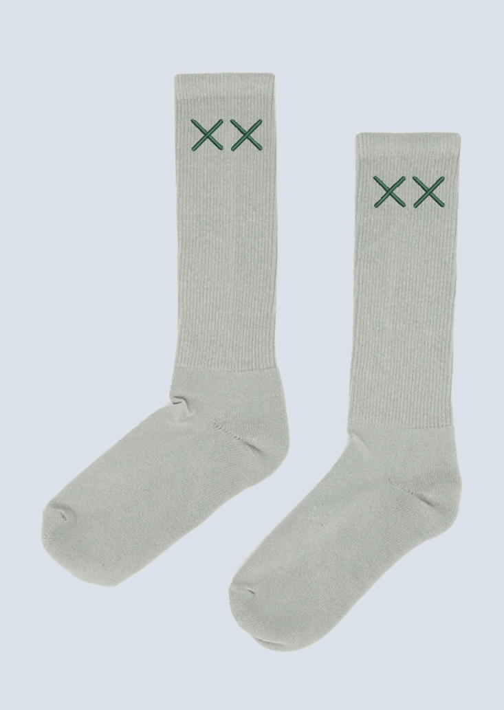 Sage Green XX Embroidered Crew Socks